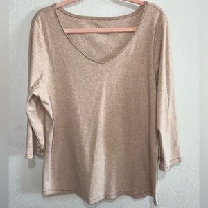 Venezia Light Tan V-Neck Blouse